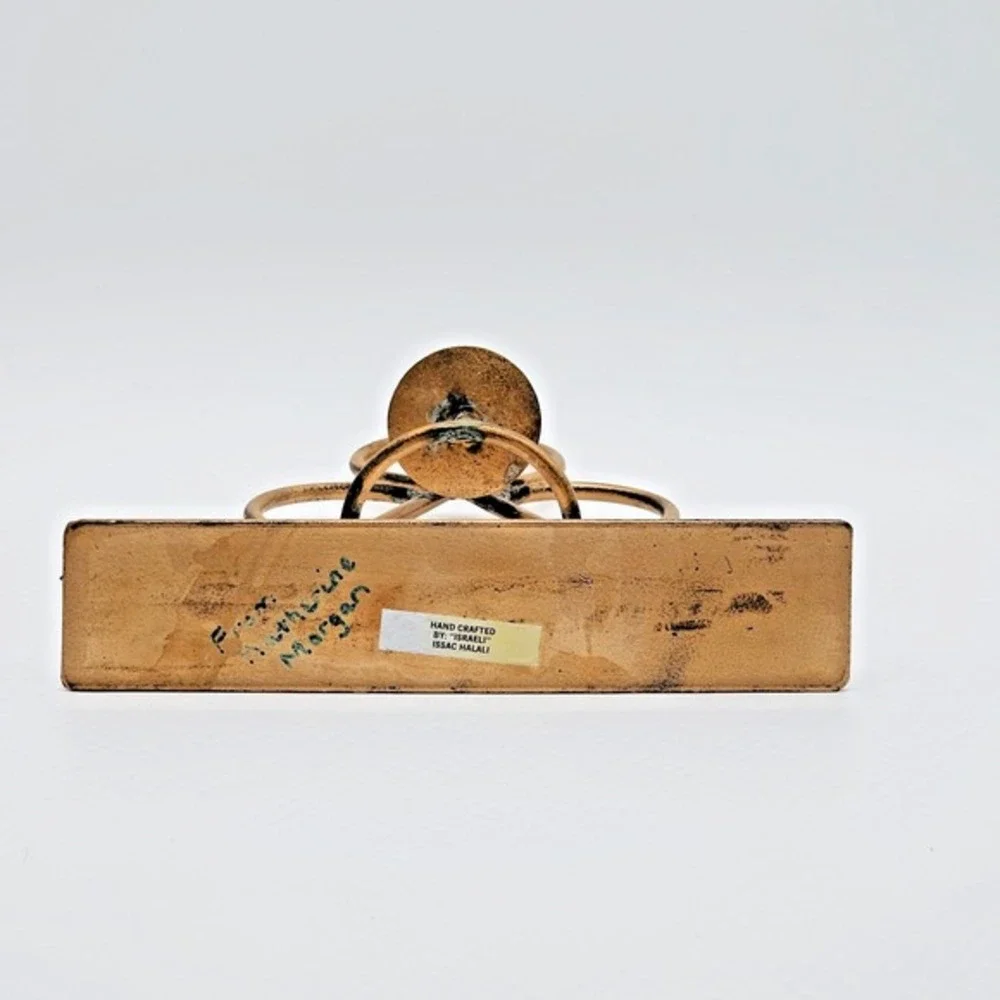 Vintage Issac Halali Brass Angel Candle Holder‎ Handcrafted Israel Brutalist Art